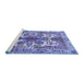 Sideview of Machine Washable Persian Blue Traditional Rug, wshtr783blu