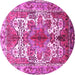 Round Machine Washable Persian Pink Traditional Rug, wshtr783pnk