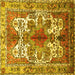 Square Persian Yellow Traditional Rug, tr783yw