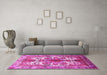 Machine Washable Persian Pink Traditional Rug in a Living Room, wshtr783pnk