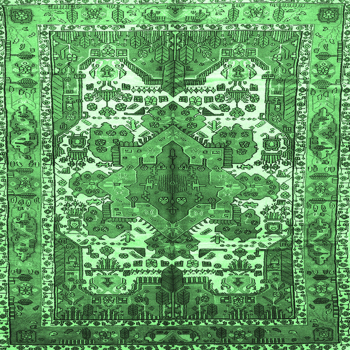Square Machine Washable Persian Emerald Green Traditional Area Rugs, wshtr783emgrn