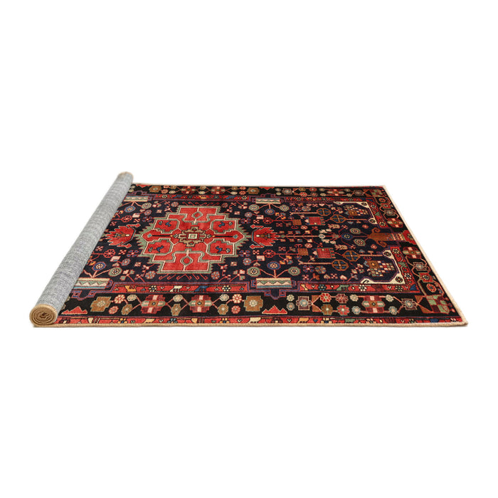 Sideview of Machine Washable Traditional Saffron Red Rug, wshtr784