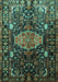 Machine Washable Persian Turquoise Traditional Area Rugs, wshtr784turq