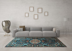 Machine Washable Persian Light Blue Traditional Rug in a Living Room, wshtr784lblu