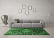 Machine Washable Persian Emerald Green Traditional Area Rugs in a Living Room,, wshtr784emgrn