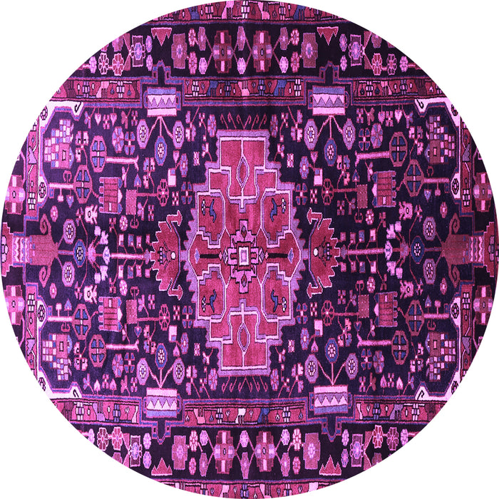 Round Machine Washable Persian Purple Traditional Area Rugs, wshtr784pur
