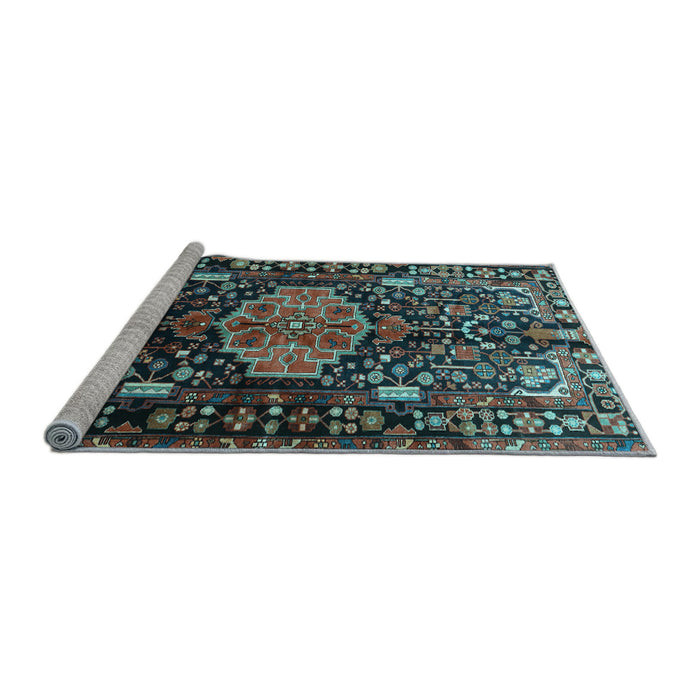 Sideview of Machine Washable Persian Light Blue Traditional Rug, wshtr784lblu