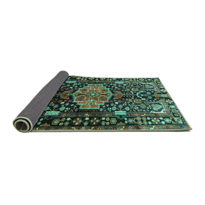 Sideview of Persian Turquoise Traditional Rug, tr784turq