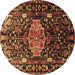 Round Persian Brown Traditional Rug, tr784brn