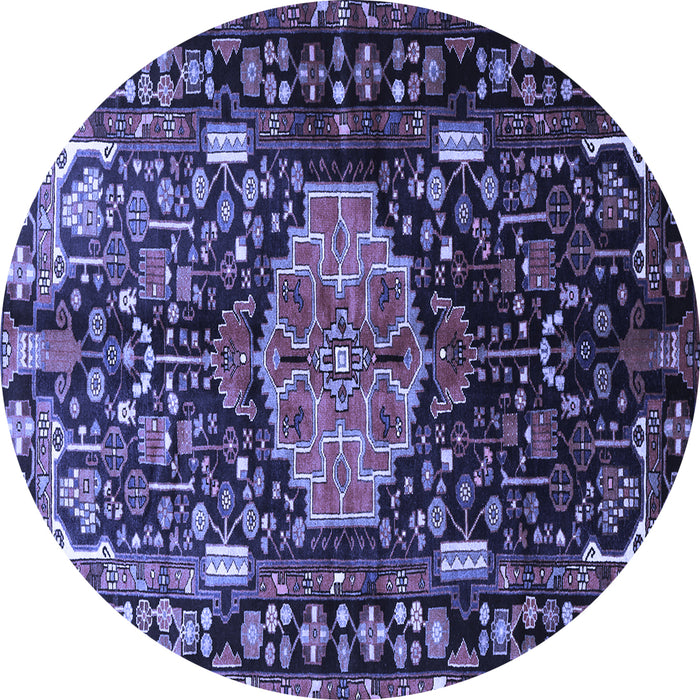 Round Machine Washable Persian Blue Traditional Rug, wshtr784blu