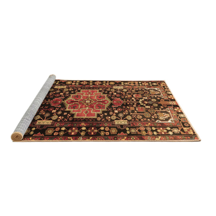 Sideview of Machine Washable Persian Brown Traditional Rug, wshtr784brn