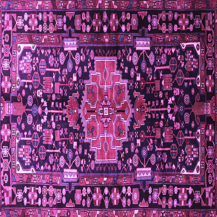 Square Machine Washable Persian Purple Traditional Area Rugs, wshtr784pur