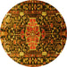 Round Persian Yellow Traditional Rug, tr784yw