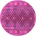 Round Machine Washable Southwestern Purple Country Area Rugs, wshtr785pur