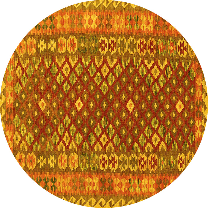 Round Southwestern Yellow Country Rug, tr785yw