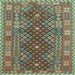 Square Machine Washable Southwestern Light Blue Country Rug, wshtr785lblu