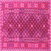 Square Machine Washable Southwestern Pink Country Rug, wshtr785pnk