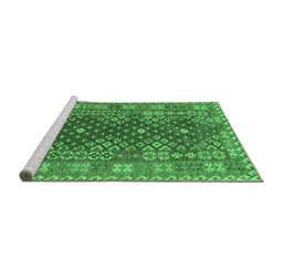 Sideview of Machine Washable Southwestern Emerald Green Country Area Rugs, wshtr785emgrn