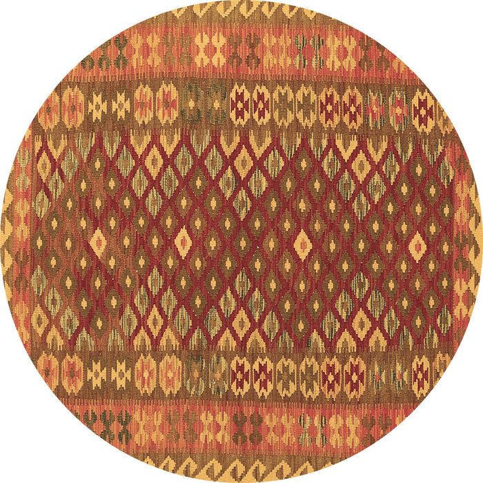 Round Southwestern Brown Country Rug, tr785brn