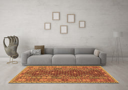 Machine Washable Southwestern Brown Country Rug in a Living Room,, wshtr785brn