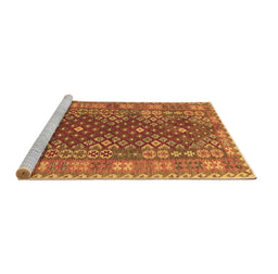 Sideview of Machine Washable Southwestern Brown Country Rug, wshtr785brn