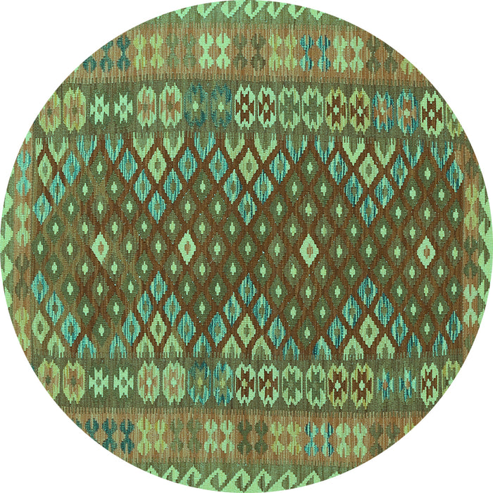 Round Southwestern Turquoise Country Rug, tr785turq
