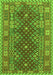 Serging Thickness of Machine Washable Southwestern Green Country Area Rugs, wshtr785grn