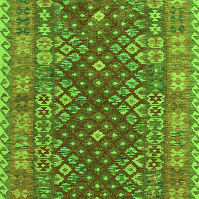 Serging Thickness of Machine Washable Southwestern Green Country Area Rugs, wshtr785grn