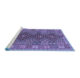Sideview of Machine Washable Southwestern Blue Country Rug, wshtr785blu