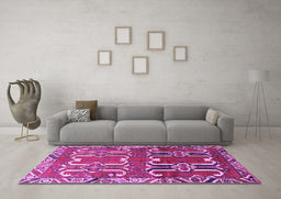 Machine Washable Persian Purple Traditional Area Rugs in a Living Room, wshtr786pur