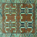 Square Machine Washable Persian Turquoise Traditional Area Rugs, wshtr786turq