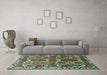 Machine Washable Persian Turquoise Traditional Area Rugs in a Living Room,, wshtr786turq