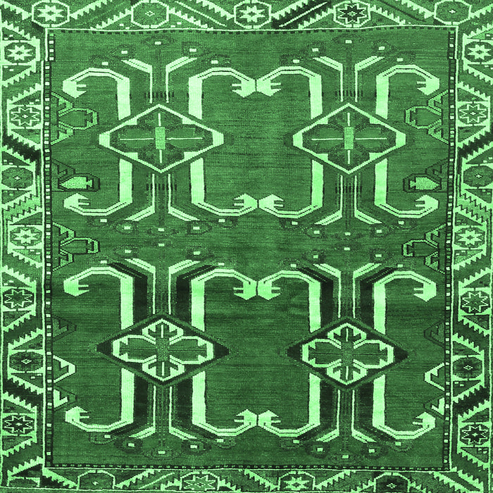 Square Persian Emerald Green Traditional Rug, tr786emgrn