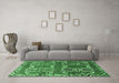 Machine Washable Persian Emerald Green Traditional Area Rugs in a Living Room,, wshtr786emgrn