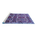 Sideview of Machine Washable Persian Blue Traditional Rug, wshtr786blu