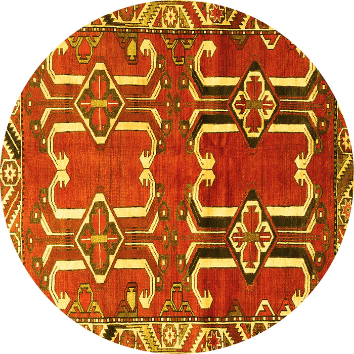 Round Persian Yellow Traditional Rug, tr786yw