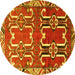 Round Persian Yellow Traditional Rug, tr786yw