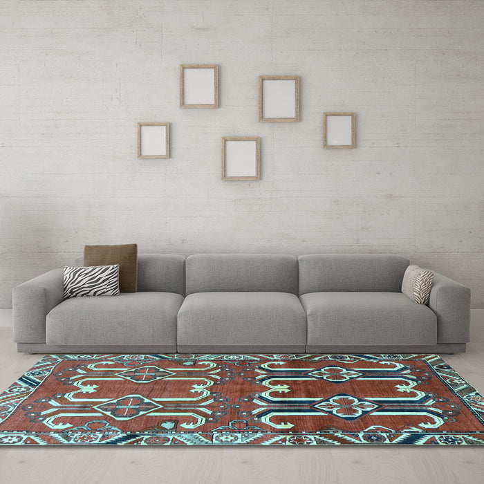 Machine Washable Persian Light Blue Traditional Rug in a Living Room, wshtr786lblu
