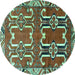 Round Machine Washable Persian Turquoise Traditional Area Rugs, wshtr786turq