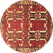 Round Persian Brown Traditional Rug, tr786brn