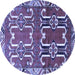 Round Machine Washable Persian Blue Traditional Rug, wshtr786blu