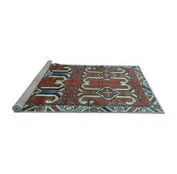 Sideview of Machine Washable Persian Light Blue Traditional Rug, wshtr786lblu