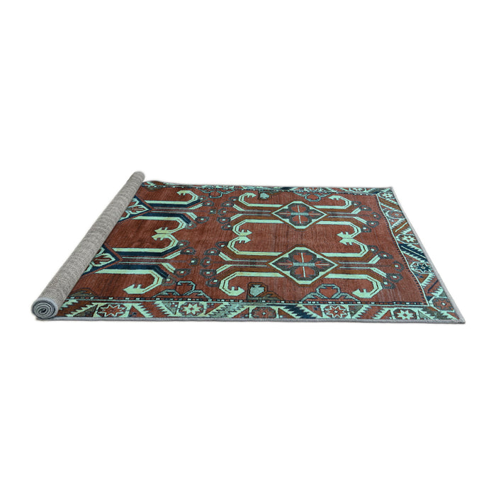 Sideview of Machine Washable Persian Light Blue Traditional Rug, wshtr786lblu