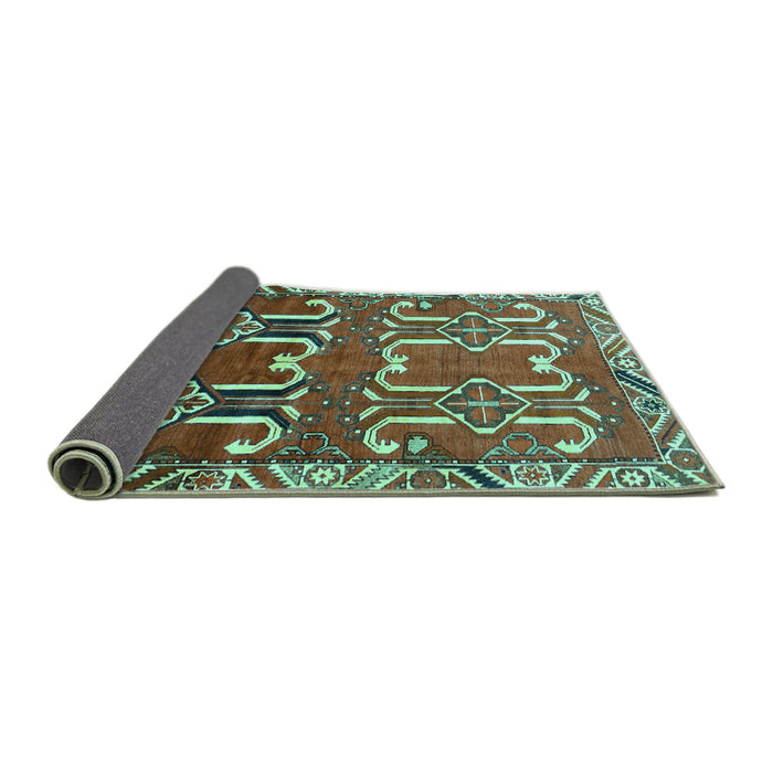 Sideview of Persian Turquoise Traditional Rug, tr786turq
