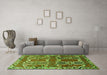 Machine Washable Persian Green Traditional Area Rugs in a Living Room,, wshtr786grn