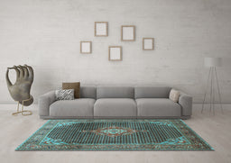 Machine Washable Persian Light Blue Traditional Rug in a Living Room, wshtr787lblu