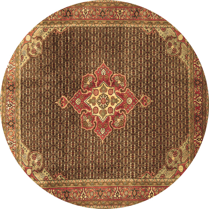 Round Persian Brown Traditional Rug, tr787brn