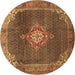 Round Persian Brown Traditional Rug, tr787brn
