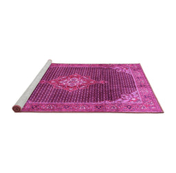 Sideview of Machine Washable Persian Pink Traditional Rug, wshtr787pnk