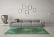 Machine Washable Persian Turquoise Traditional Area Rugs in a Living Room,, wshtr787turq